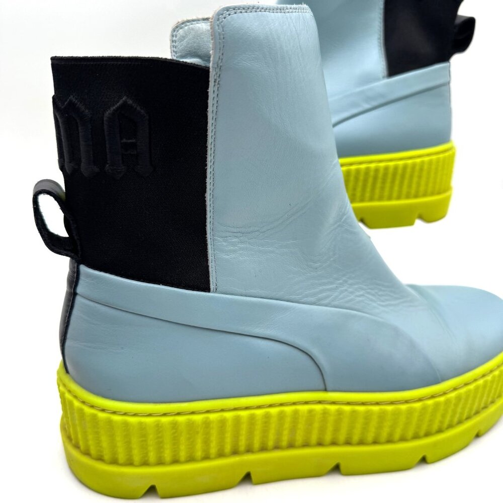 Puma Womens Chunky Platform Chelsea Boots Size 9 Blue  Leather with black With N